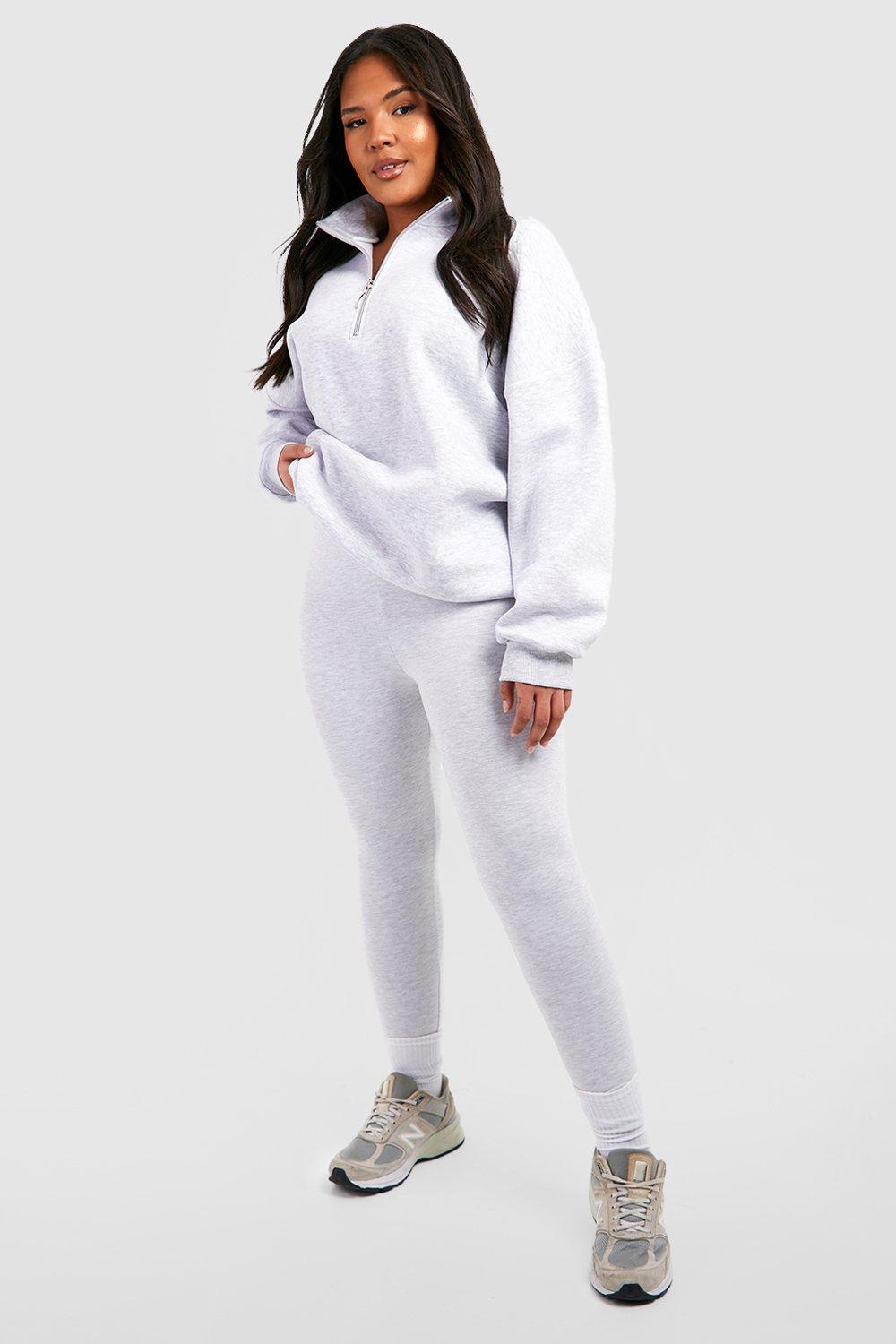 Plus Oversized Half Zip Sweatshirt And Legging Set